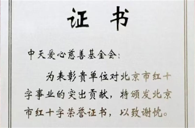 DB电竞爱心慈善基金会荣获北京市红十字会表彰